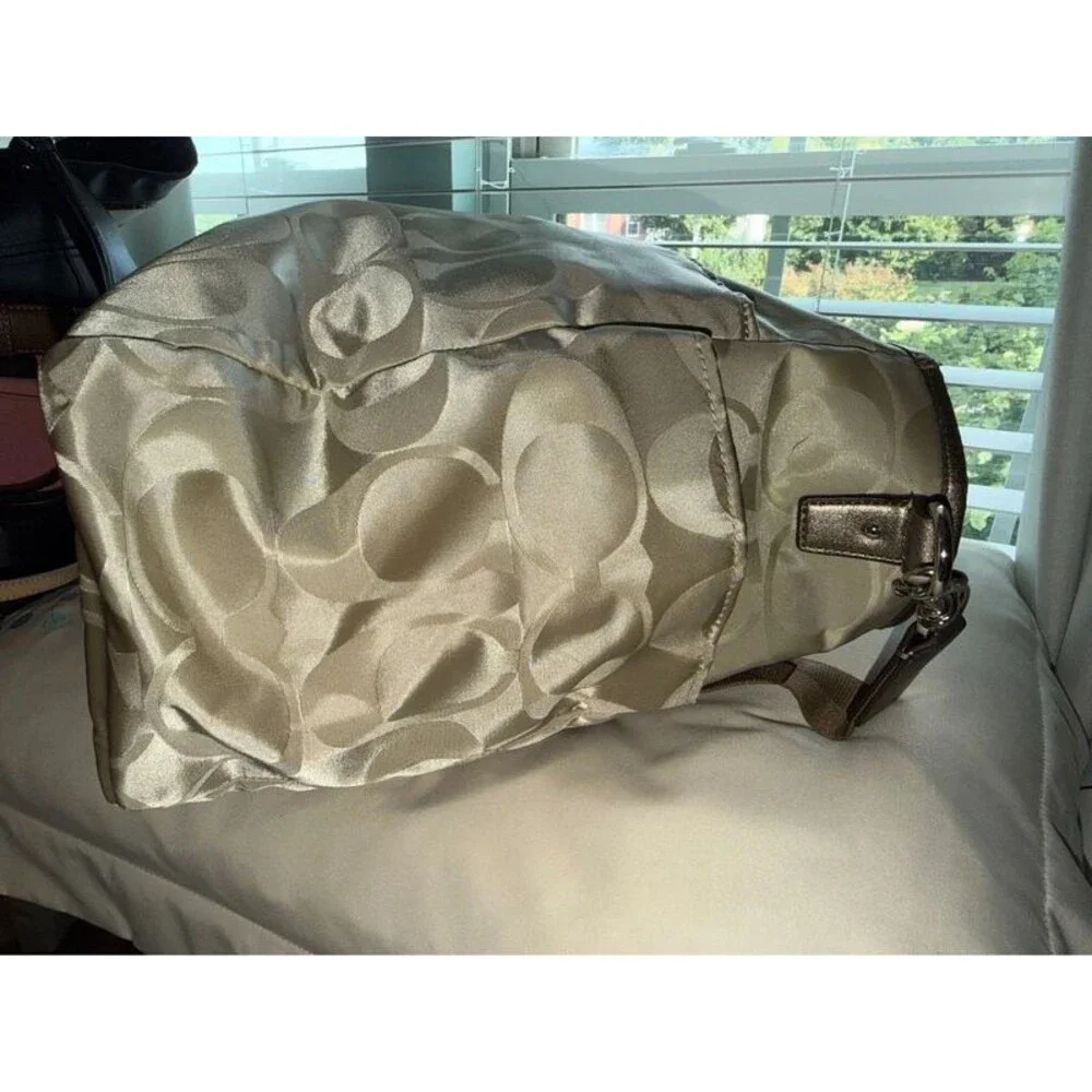 Coach Signature Nylon Baby Bag Tote / Diaper Bag Gold Champagne F77577